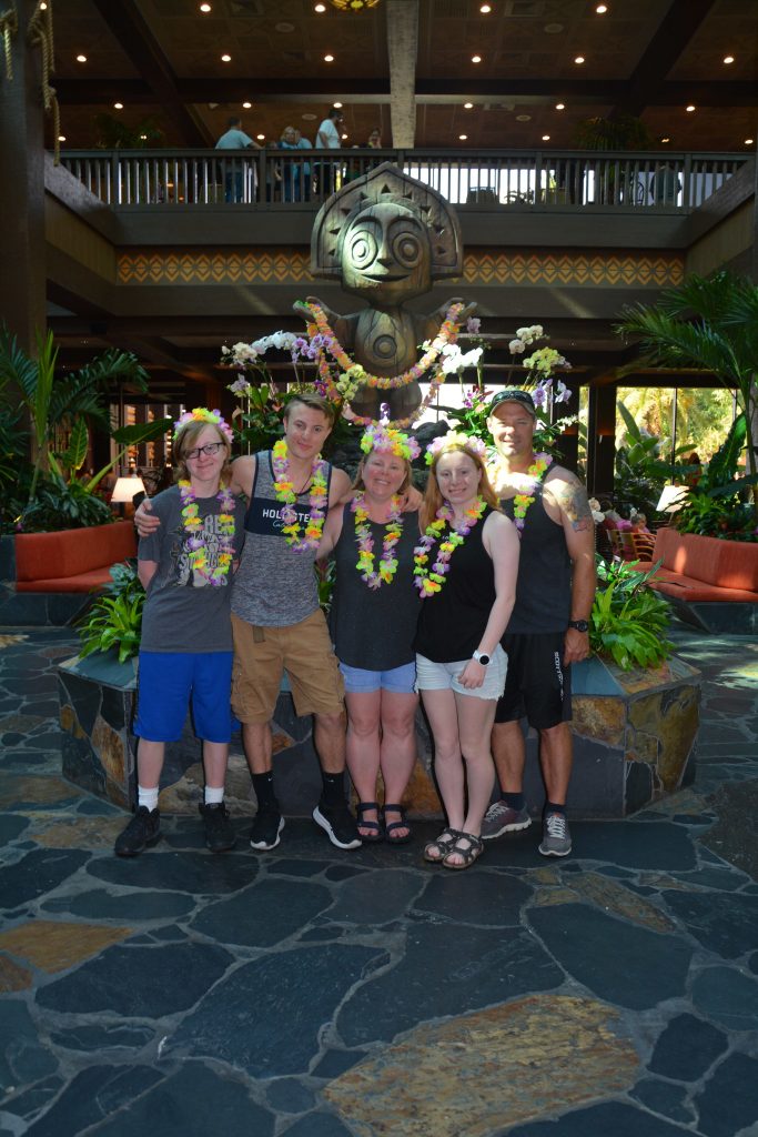 Family of five at the Polynesian resort in Walt Disney World