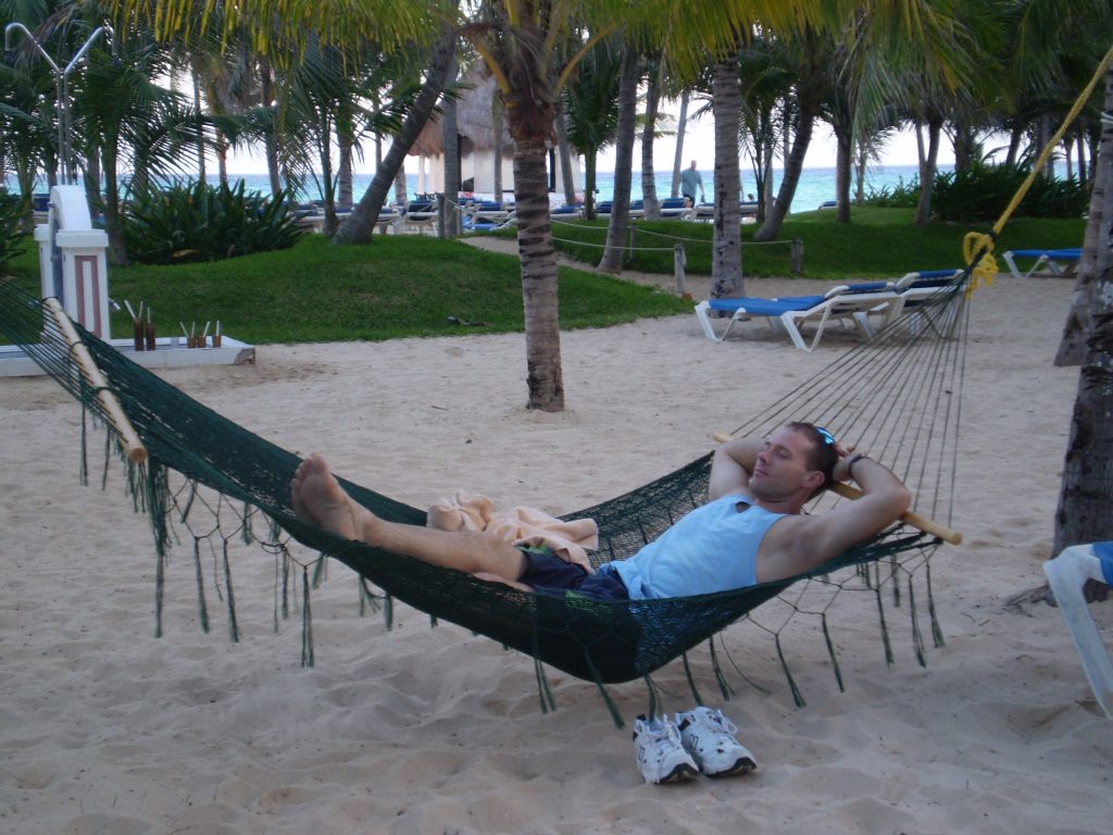 Mexico Beach scene with man in hammock