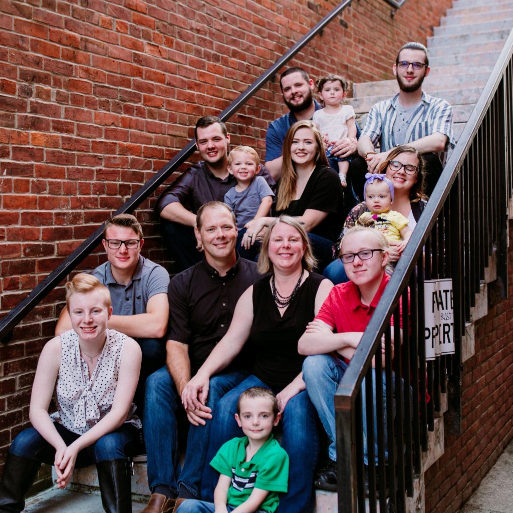 Family Photo with mom, dad, kids, and grandkids