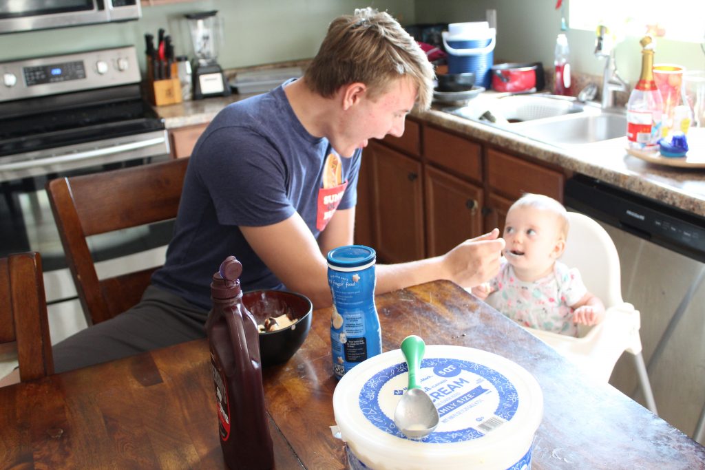 Teen uncle with infant neice