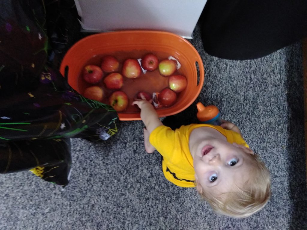 apple bobbing with toddler