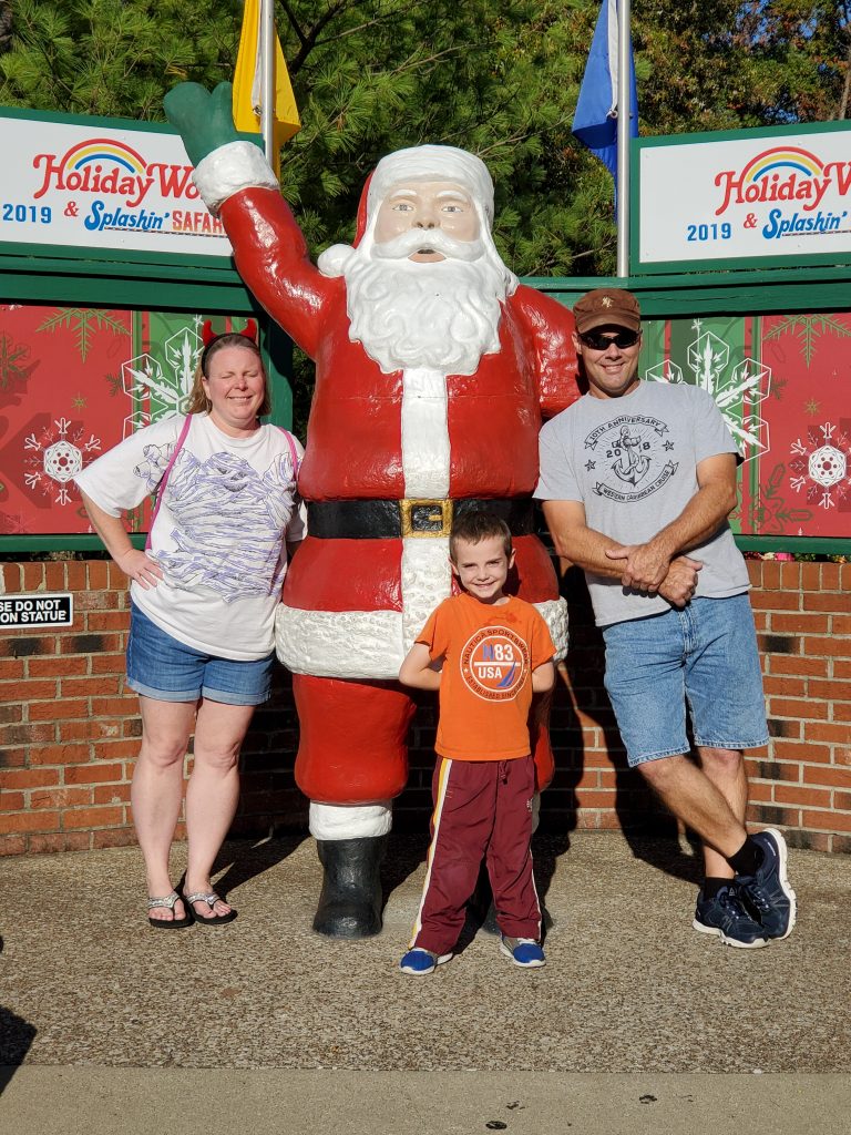 Family at amusement park