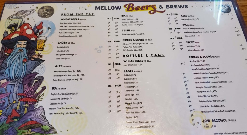 Mellow store mushroom menu